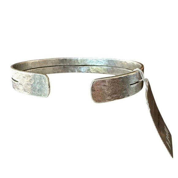J. Jill Metal Cuff Bracelet Silver Tone Textured Rustic Minimalist Boho Classic - Picture 6 of 11